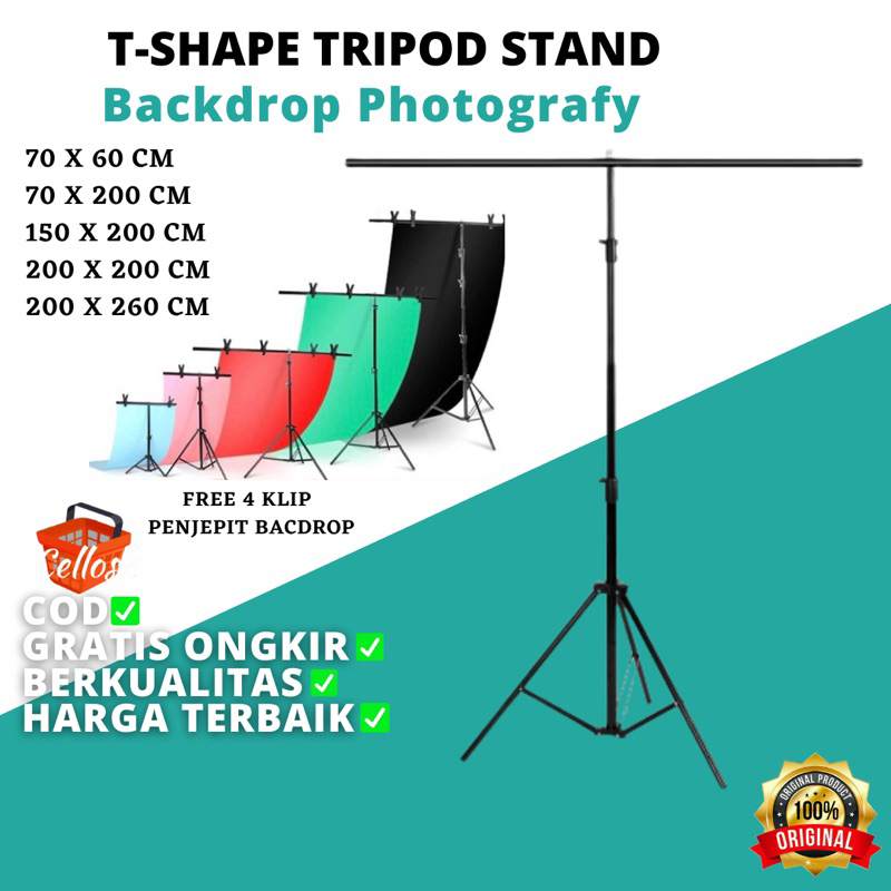 Tripod Stand T-Shape Bracket Stand Backdrop Background Tiang Latar Belakang Foto Studio