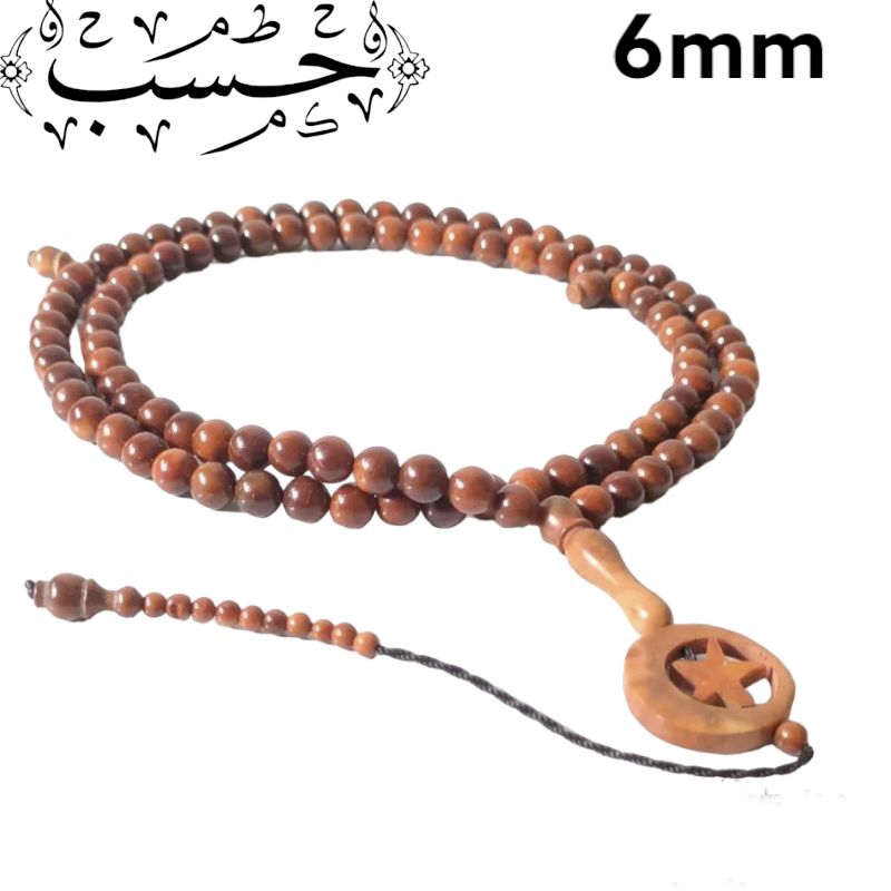 Tasbih Kokah/Kaukah Bulat 99 Butir Bulan Bintang 6mm