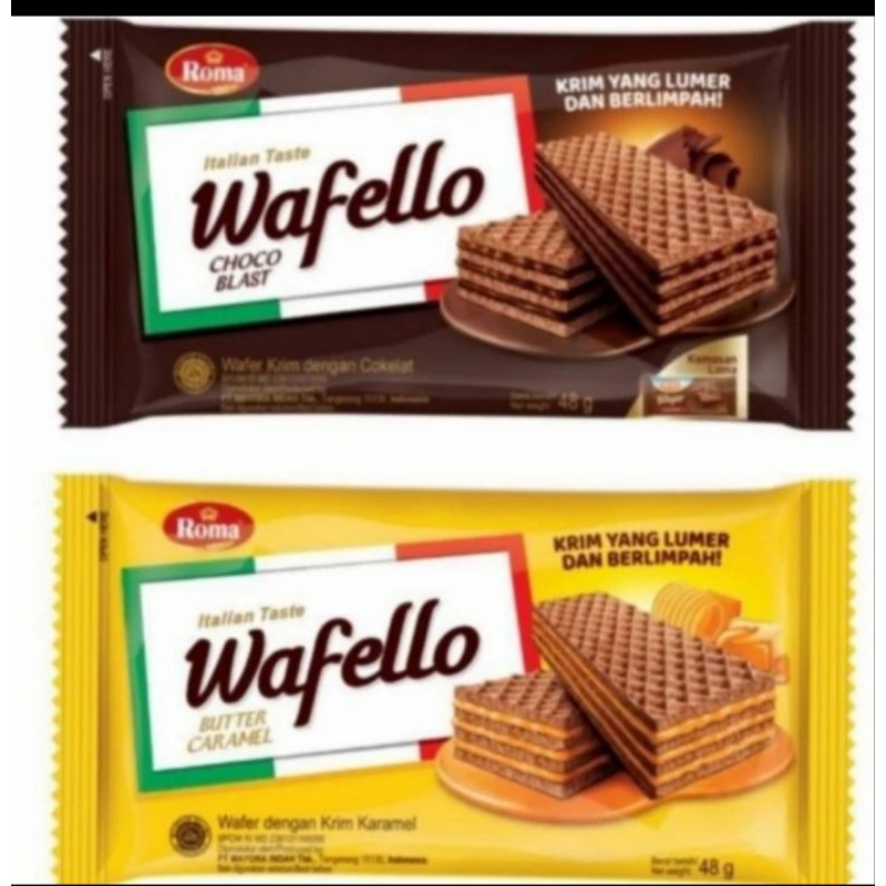 

1 pak wafer wafello coklat - caramel isi 10 bks eceran 2000