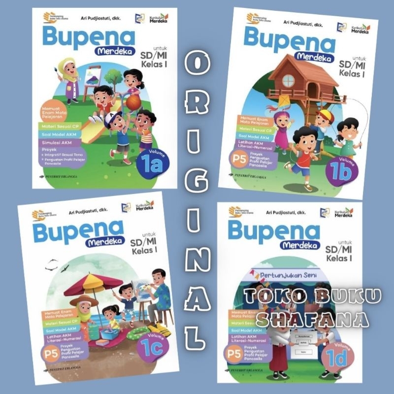 Buku Bupena Volume 1A 1B 1C 1D SD/MI Kelas 1 Erlangga Kurikulum Merdeka Original Kurmer