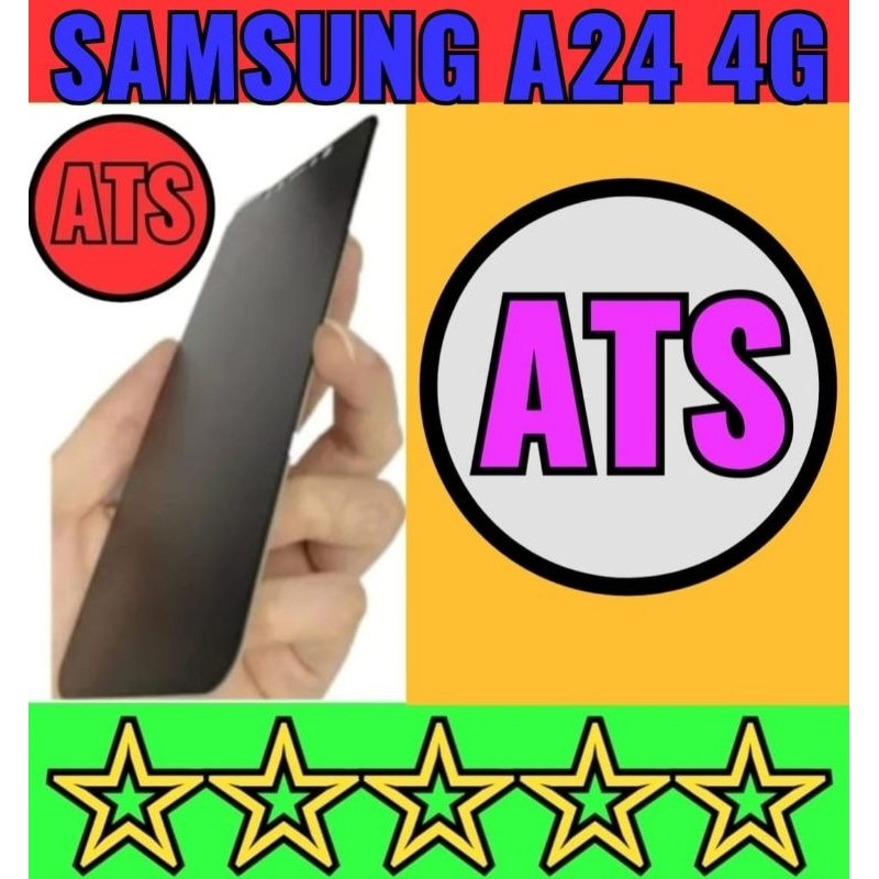 Anti Gores Anti-Spy Samsung A24 4G Tg Tempered Glass Matte Film Ceramic 100% Security Anti Peeping Film Privacy 100% Security Privacy Protect Our Eyes Anti Blue Ceramic Matte Clear Edge To Edge Glass Shield High QualityS.Y Curve Screen Guard Hitam Gelap