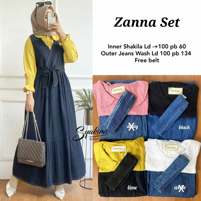 ZANNA SET/ SETELAN DRES MAXI JEANS INER KATUN BY SYAKIRA