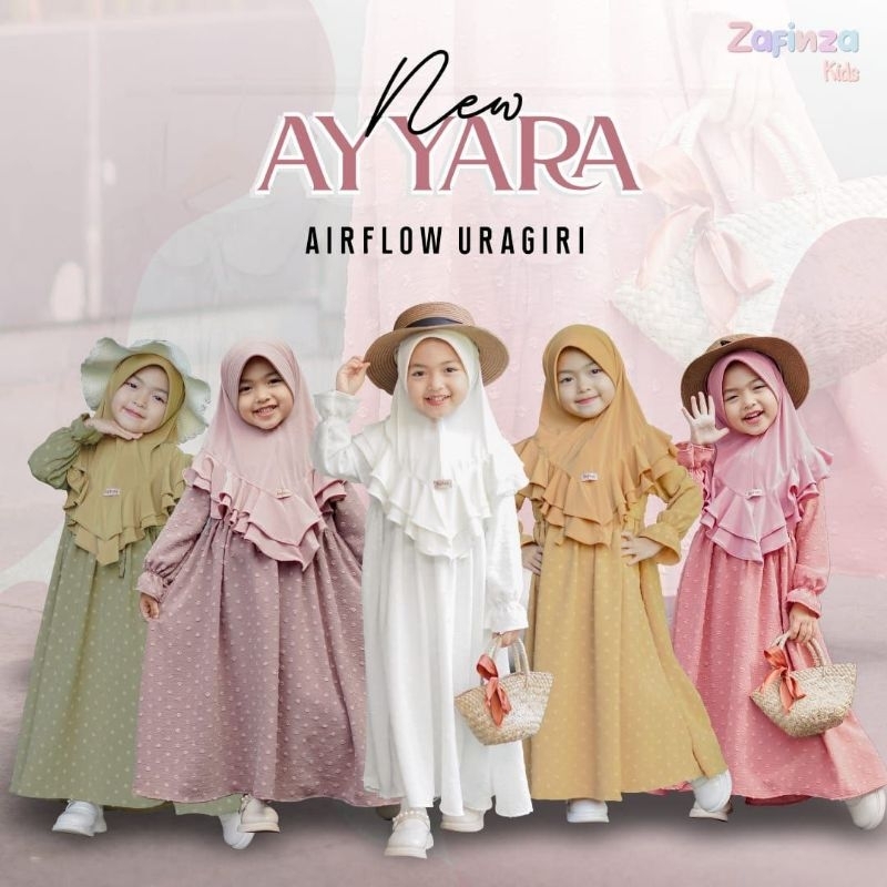 AYYARA DRESS AIRFLOW URAGIRI ZAFINZA | DRESS SETELAN HIJAB ANAK BAYI BALITA REMAJA PEREMPUAN