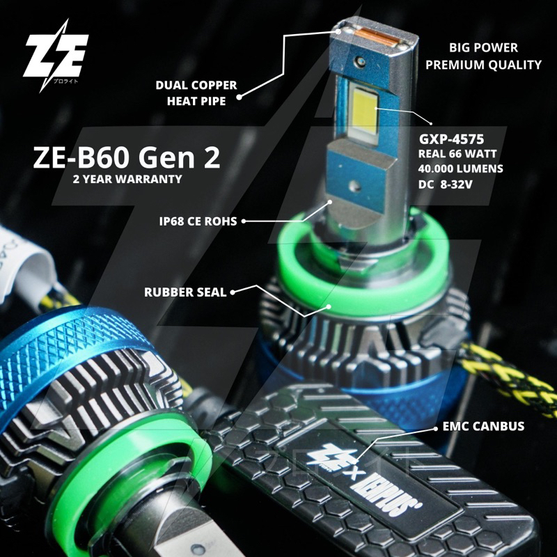 ZEUS x XENPLUS ZE-B60 GEN 2 DHP LED Super Bright H4, H11, HB3, HIR2, H7, H1
