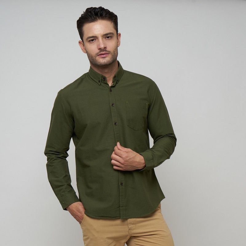Kemeja Polos Pria Lengan Panjang Formal | Baju kemeja Polos Katun Hem casual Slimfit