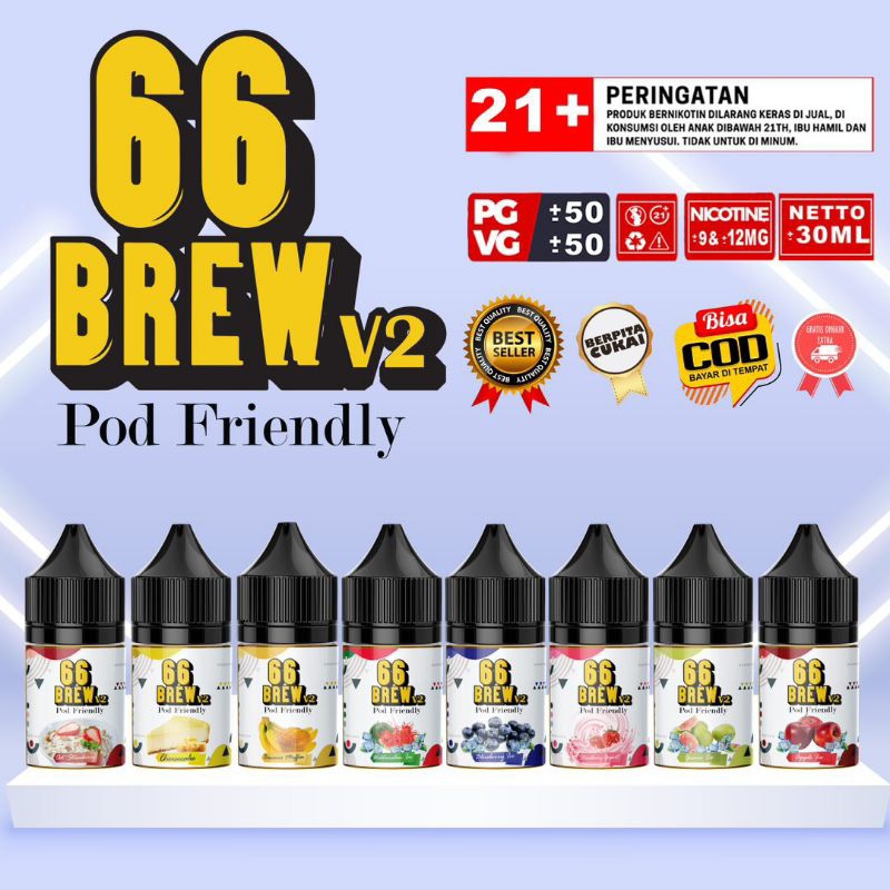 LIQUID POD Friendly 30ml nic 9mg&amp;12mg 66BREW 30ML