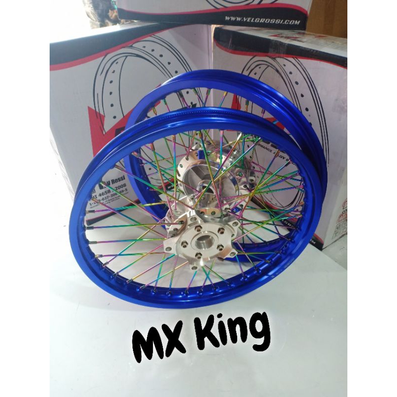 Velg Jari jari Ring 17 140 -160 -185 Merk Rossi Untuk Motor MX KING Satu Set Sepasang