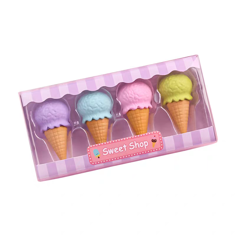 1 SET 4PCS - PENGHAPUS PENSIL KARET BESAR ALA ES CREAM CONE DONAT LOLLIPOP / PENGHAPUS ANAK / ERASER PEN