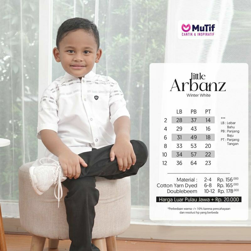 Mutif Sarimbit Arbanzania Winter White Mutif Man Arbanz Little Arbanzania Little Arbanz Baju Muslim Gamis Sarimbit Keluarga Family Series Terbaru Ori Lebaran 2023