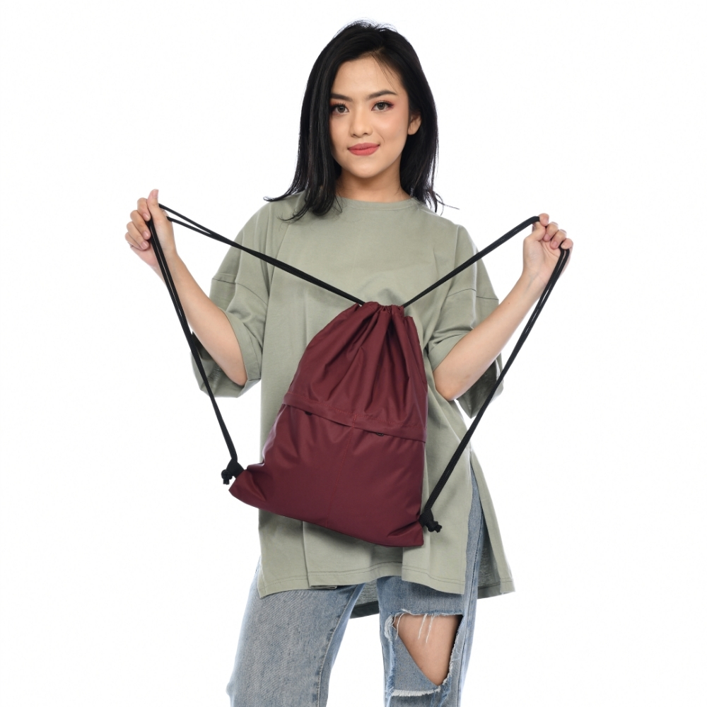 TAS SERUT PRIA WANITA WATERPROOF ANTI AIR GYMSACK DRAWSTRING STRING BAG SACKBAG POLOS