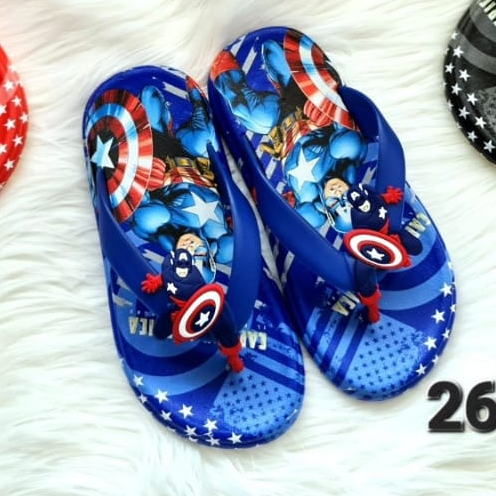 SANDAL JEPIT JELLY ANAK LAKI IMPORT MOTIF CAPTAIN SUPERHERO 26-35