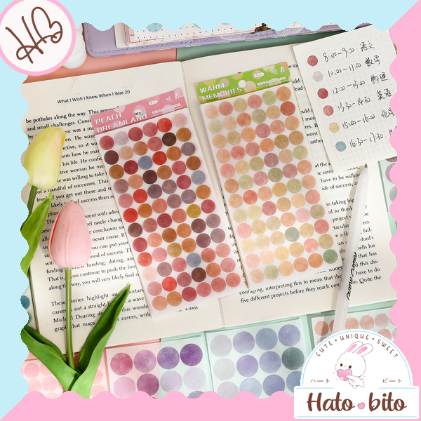 

1 set 6 lembar sticker aesthetic round stiker bulat diy deco journaling scrapbook HB1393