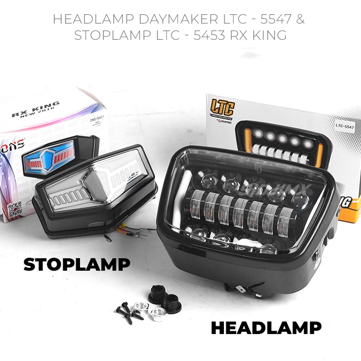 Headlamp RX KING LED Daymaker 5547 Oval Stoplamp LTC 5543  Lampu Depan Lamp Stop Belakang Plus Sen Scarlet