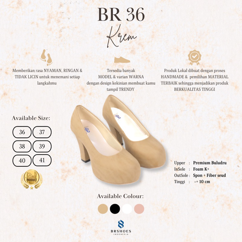 [SIAP KIRIM] BRShoes36 Krem Sepatu High Heels Wanita