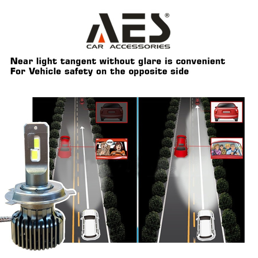 TURBO LED HEADLIGHT LAMPU MOBIL H4 12-24 VOLT