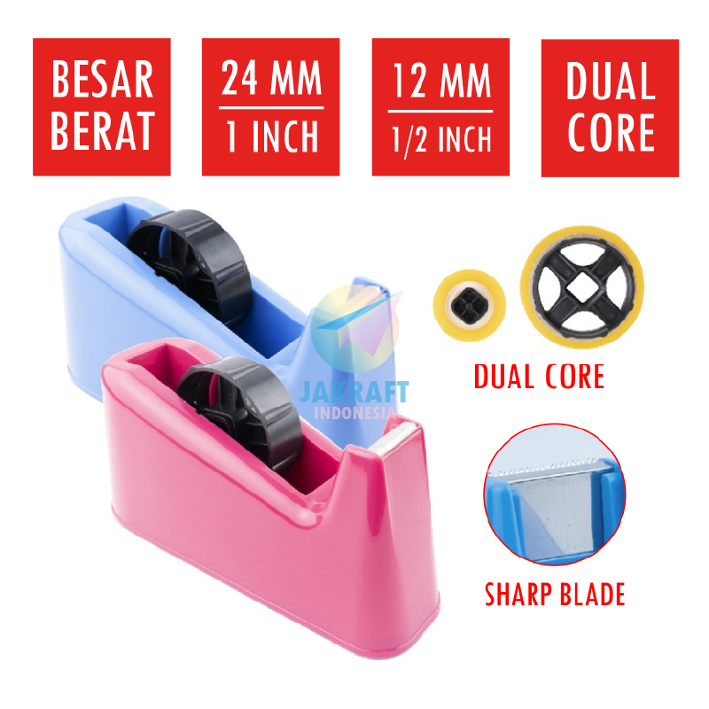 

(1 Unit) Tape Dispenser Besar Jumbo Berat JOYKO TC-107 Tempat Isolasi Besar & Kecil Dual Core 2 in 1