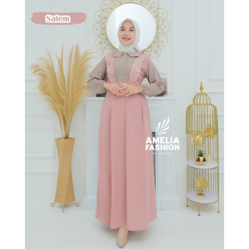 GAMIS ALULA CRINGKLE ORI AMELIA FASHION DRESS CANTIK TERBARU MURAH KEKINIAN