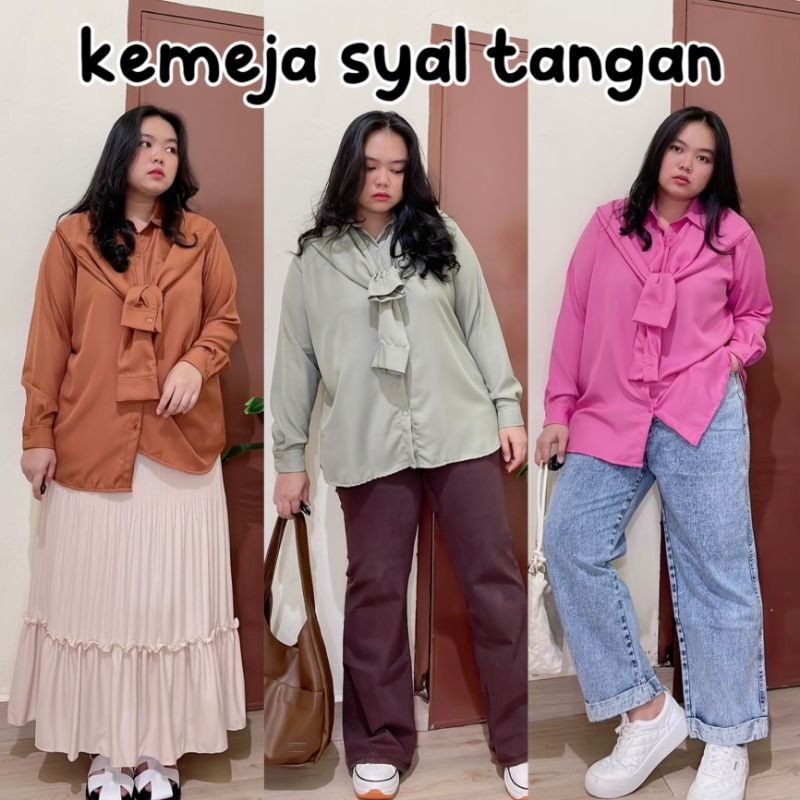 BORA KEMEJA SYAL TANGAN KOREAN STYLE JUMBO BIG SIZE OVERSIZE LD 130 CM