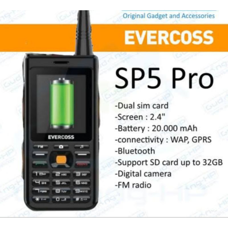 (HARGA PROMO) Evercoss sp5 Pro Big batre 20.000 m.a garansi resmi