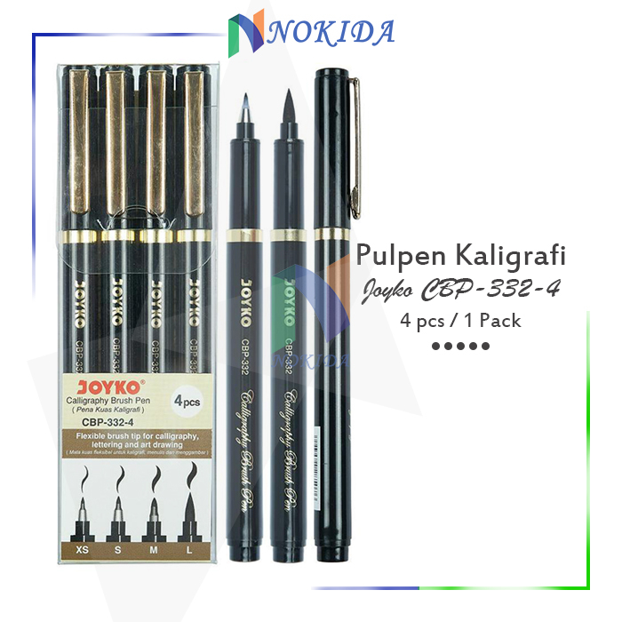 

Nokida Calligraphy Brush Pen Joyko CBP-332-4 1 Set 4 Pcs / Pena Kuas Kaligrafi Brushpen Pena Gambar