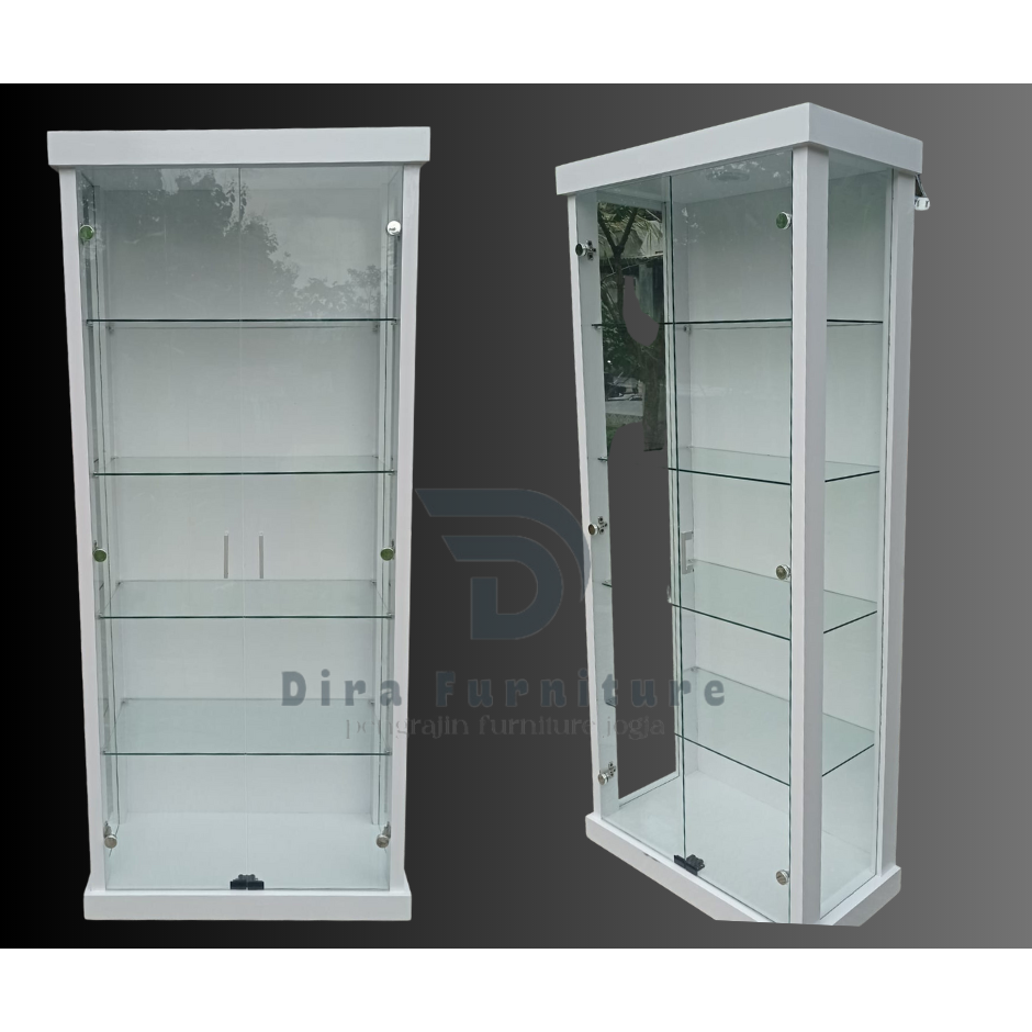 Lemari Tas Kaca 2Pintu , Lemari Kaca Lampu , Lemari Pajangan Kaca 2Pintu