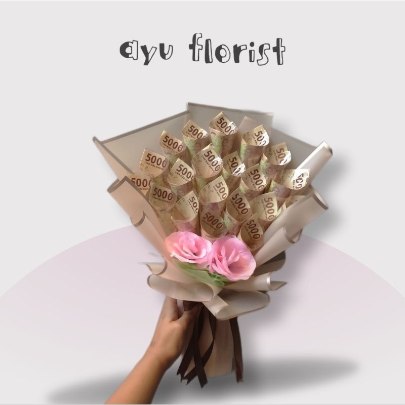 bouquet uang bucket bunga uang
