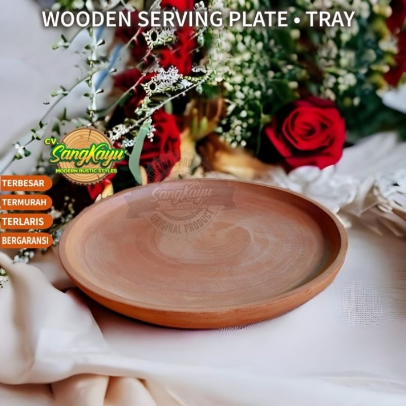 Wooden Tray D-27,5 Cm Wooden plate Nampan kayu piring kayu nampan saji