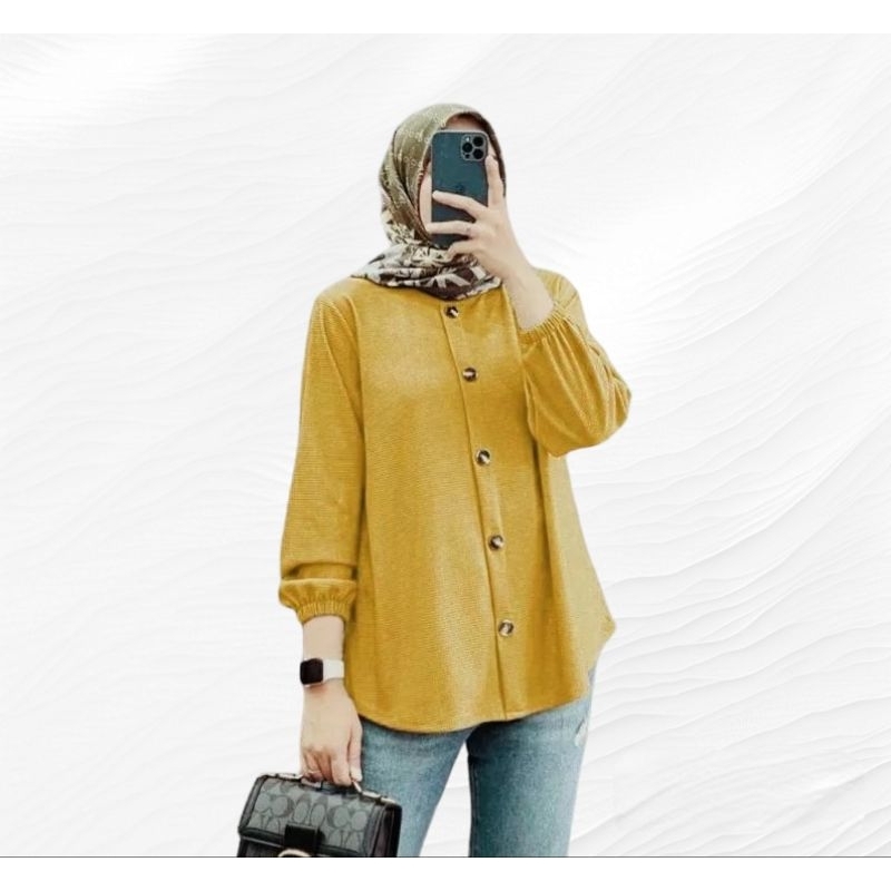 Kemeja Wanita Kemeja Jumbo Ld120&amp;Ld105 Atasan Wanita Bahan Cringkle Airflow Atasan Hijab Atasan Muslimah Kemeja Blouse Full Kancing Aktif Busui Friendly Atasan Blus Cod