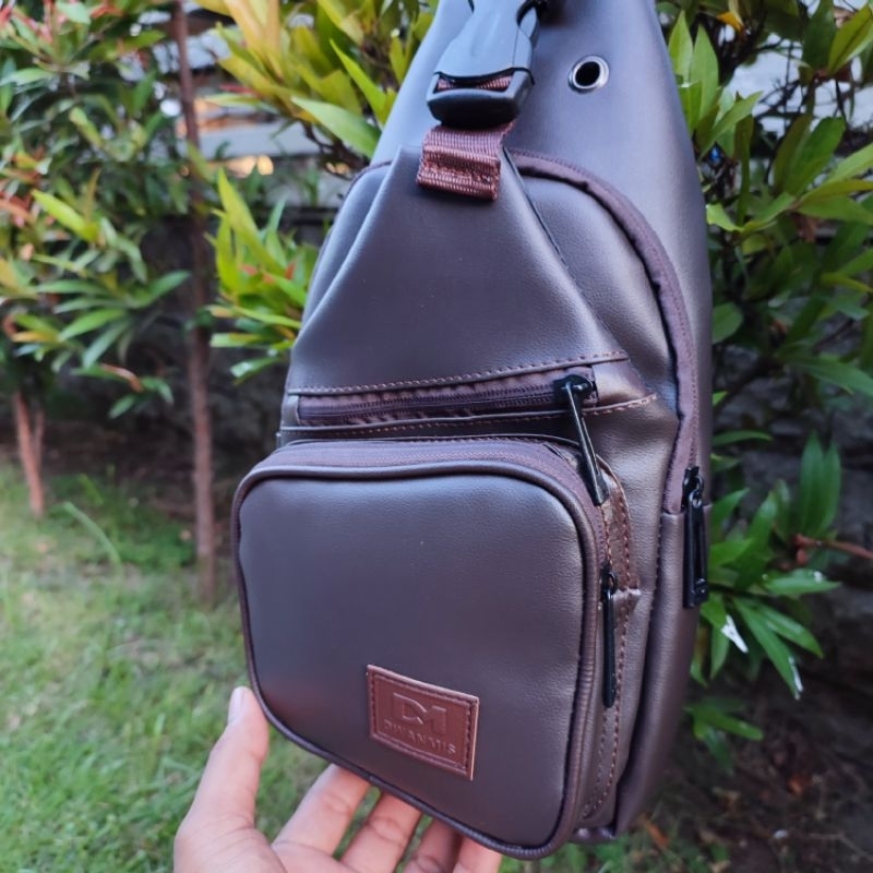 Tas Selempang Pria Original Merk DM | Waistbag Pria Kulit PU New Edition