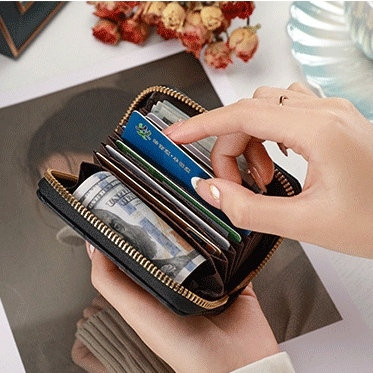 DOMPET KARTU WANITA KULIT MINI IMPORT BRANDED CARD HOLDER ATM KECIL REMAJA KEKINIAN CEWEK LUCU HITAM DELPHINIA WA694B5 KOREA PREMIUM FASHION MURAH BATAM