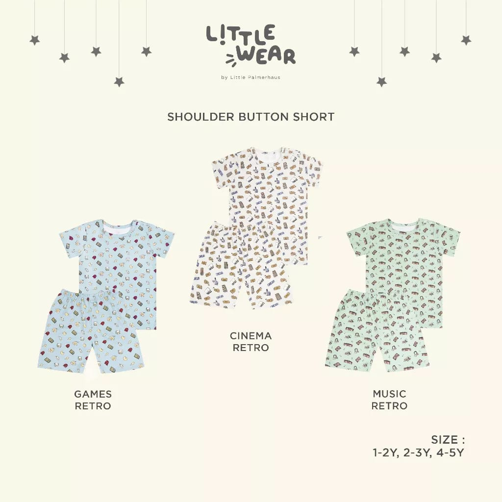 Little Palmerhaus Little Wear Shoulder Button Short Sleeve New - Setelan Baju Oblong Pendek Pendek