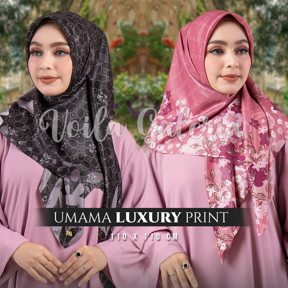 Hijab Voal Segi Empat Umama Motif Luxury Print - Jilbab Seragam Glitter Segi4 Kerudung