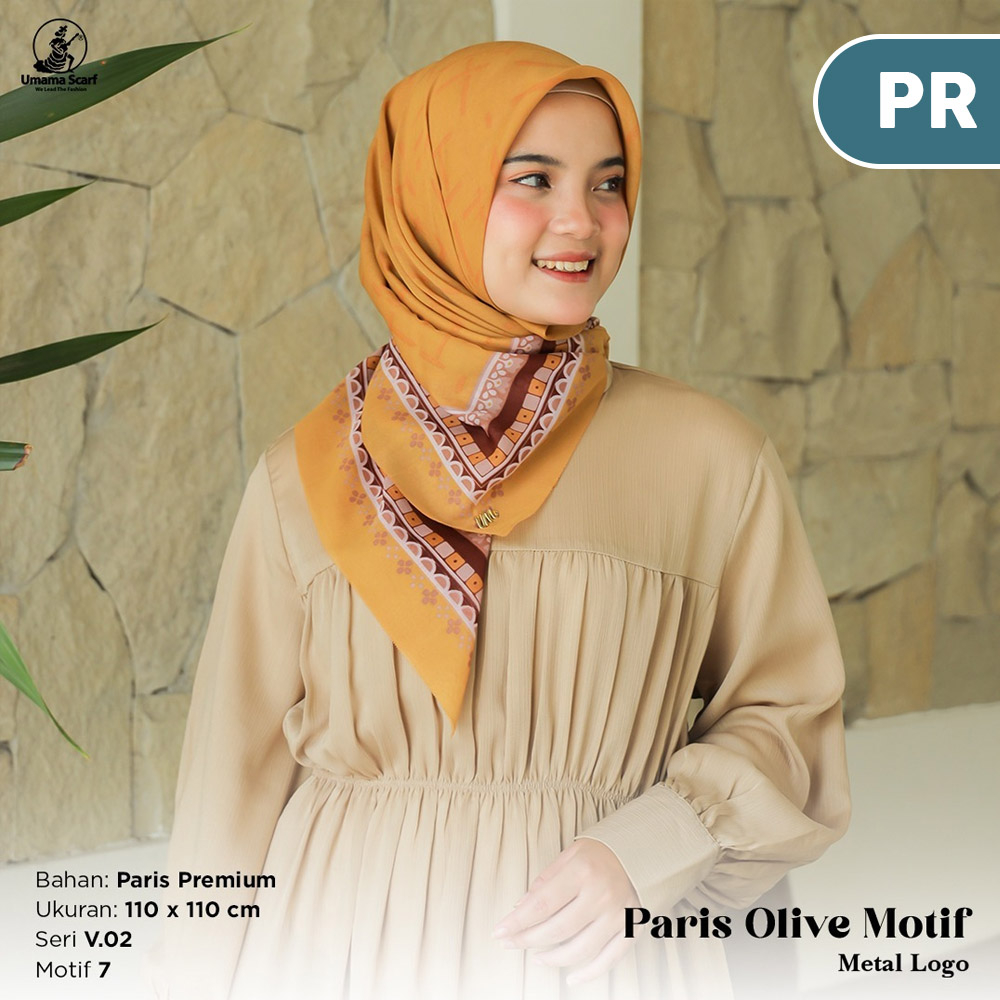 Hijab Segi Empat Umama Voal Paris Olive Premium - Jilbab Seragam Segiempat Kerudung