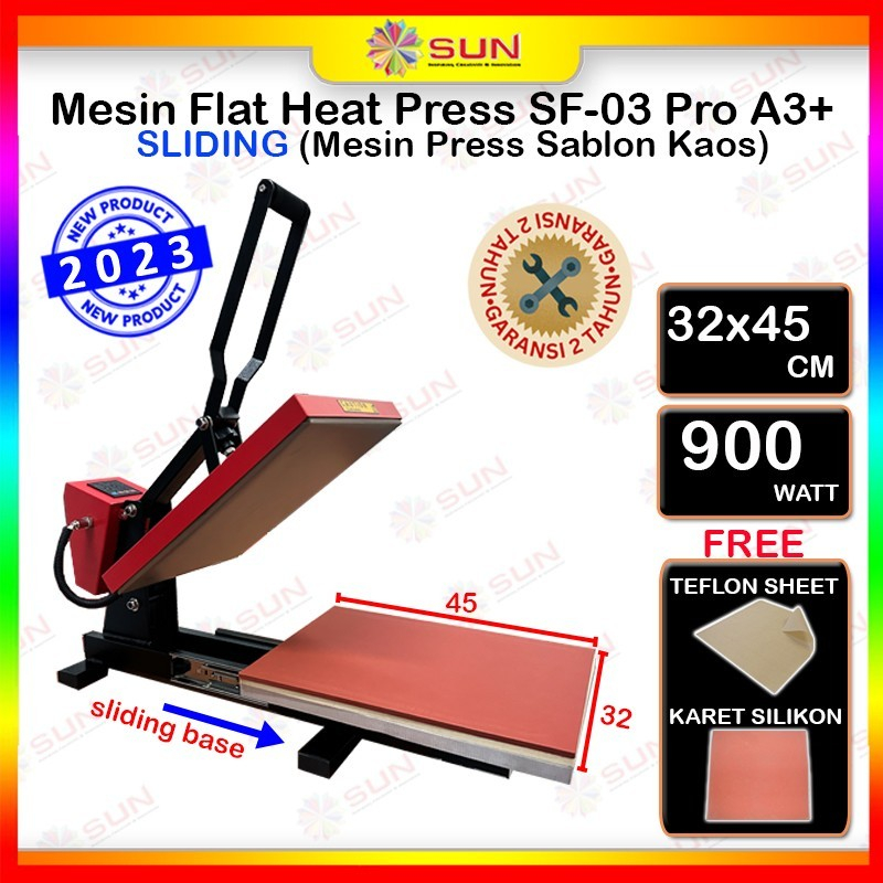 Mesin Press Sablon Kaos 38x38 Digital Premium SF-01 / SF-03 Kaos, Bag, Puzzle, Plat Aluminium, Bantal ( DTG, DTF, Polyflex, Sublime, Transfer Paper, Platisol, Rubber ) 900 WATT