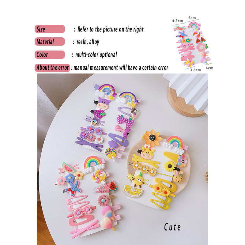 14PCS Jepit Rambut anak Lucu Set Poni Hair Clip anak fashion korea Jepit Rambut Bunga Buah Bayi Perempuan Jepit Rambut Aksesoris Rambut - SG