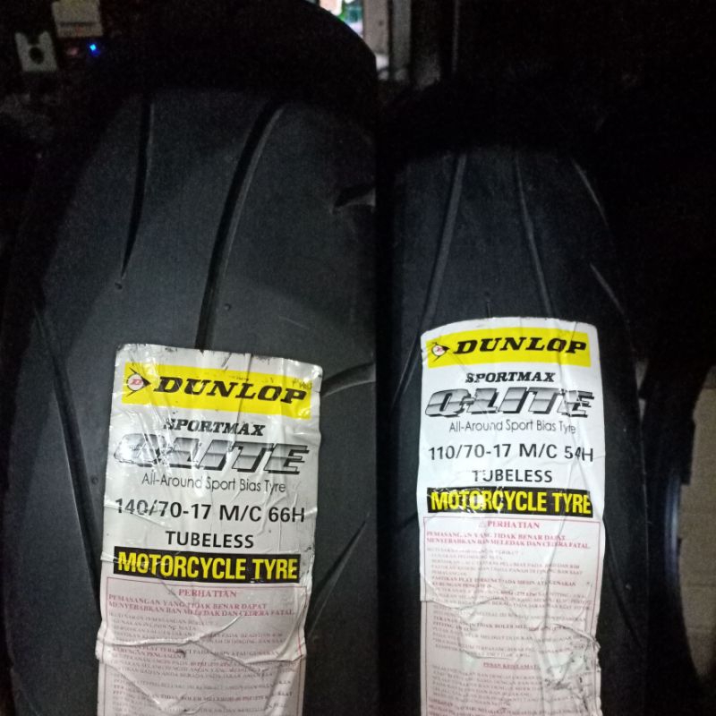 ban dunlop Q-LITE ring 17 sepasang depan dan belakang ukuran 110-70/17 dan 140-70/17