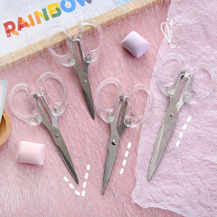 GUNTING KERTAS TRANSPARAN PUTIH BENING ESTETIK AESTHETIC ATK SCISSORS