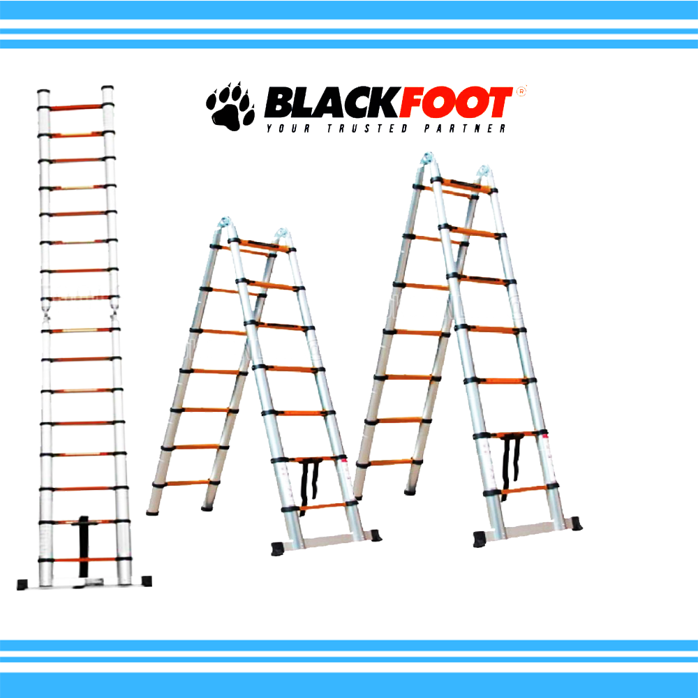 Tangga Lipat Aluminium Teleskopik 5 M Double BlackFoot (2, 5+2, 5)