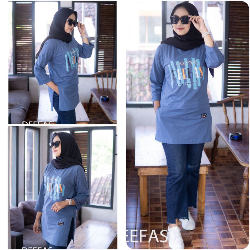 STIK BALIK 03√ ATASAN KAOS Wanita Fashion Lengan Panjang STIK BALIK JAHITAN BELAH PINGIR Bahan Katun Kombet 20sJAHITAN TANGAN DI STIK BALIK UKURAN TANGAN 7/8 BELAH PINGGIR