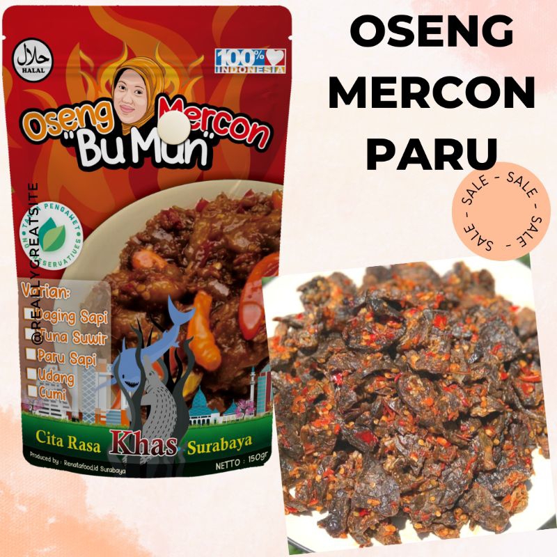 Oseng mercon/Sambal Paru pedas 50&amp;150 gram/kemasan vakum