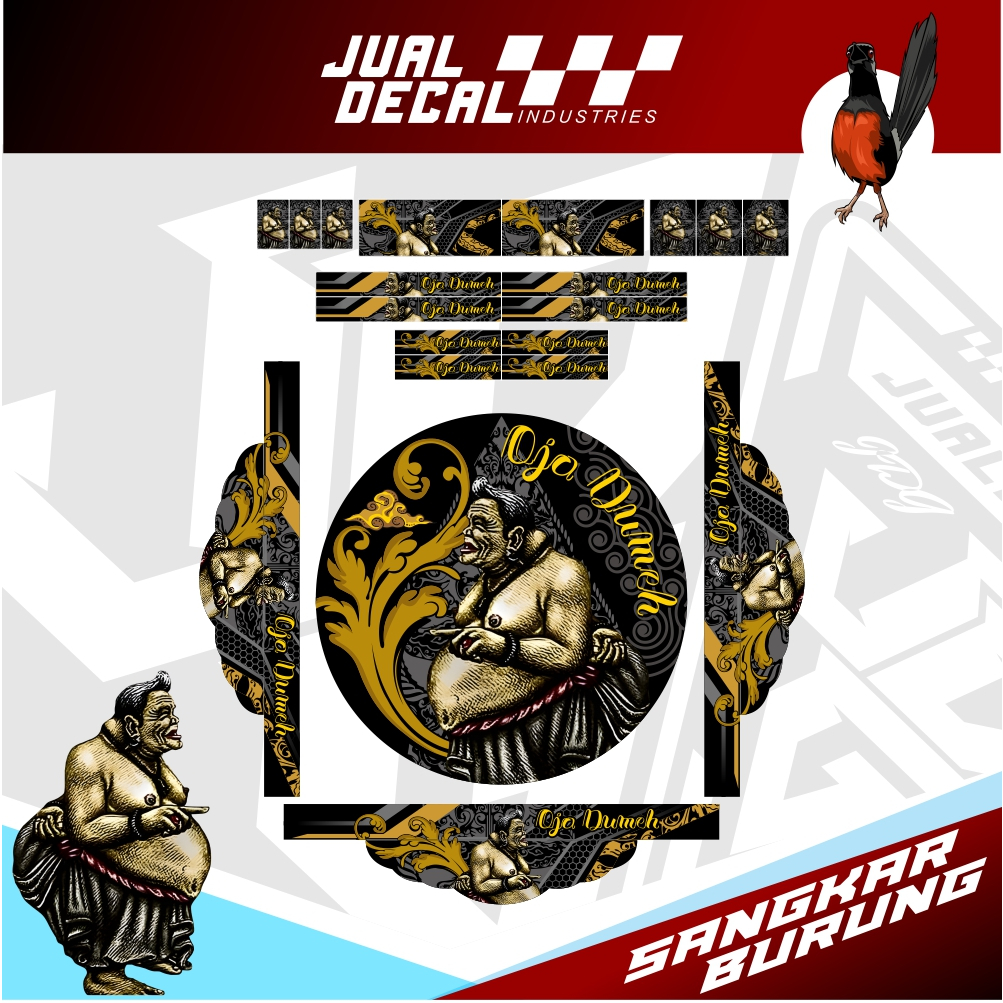 Stiker Sangkar Murai Variasi WAYANG SEMAR OJO DUMEH Decal Tebok Kandang Burung Bulat