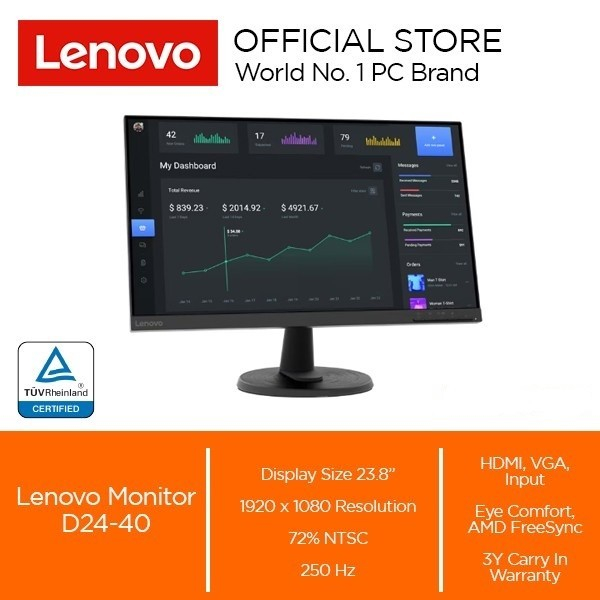 Lenovo Monitor D24-40 23.8&quot; VA 75 Hz