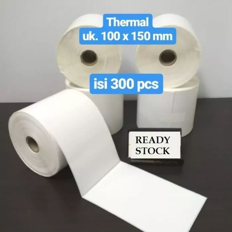 KERTAS LABEL THERMAL 100X150 sticker barcode A6 isi 300pcs