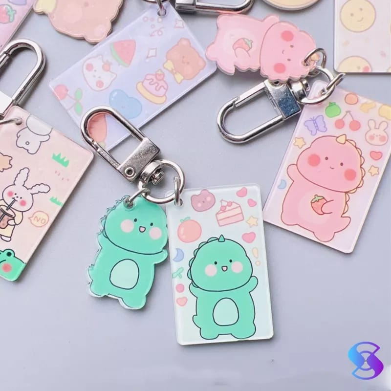 Keychain Dino Bear Girl Lucu | Gantungan Akrilik Lucu Imut