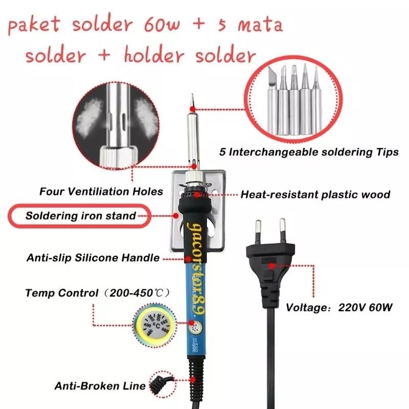 solder adjustable 60w 200°C-450°C