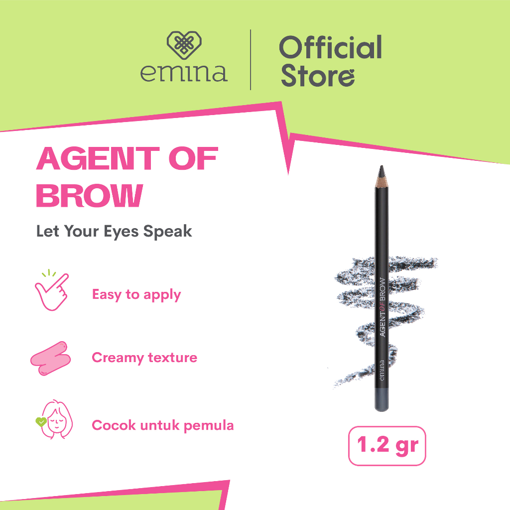 ✨ AKU MURAH ✨ Emina Agent of Brow 1.2 g - Pensil Alis Tekstur Creamy, Pigmented, Mudah Digunakan