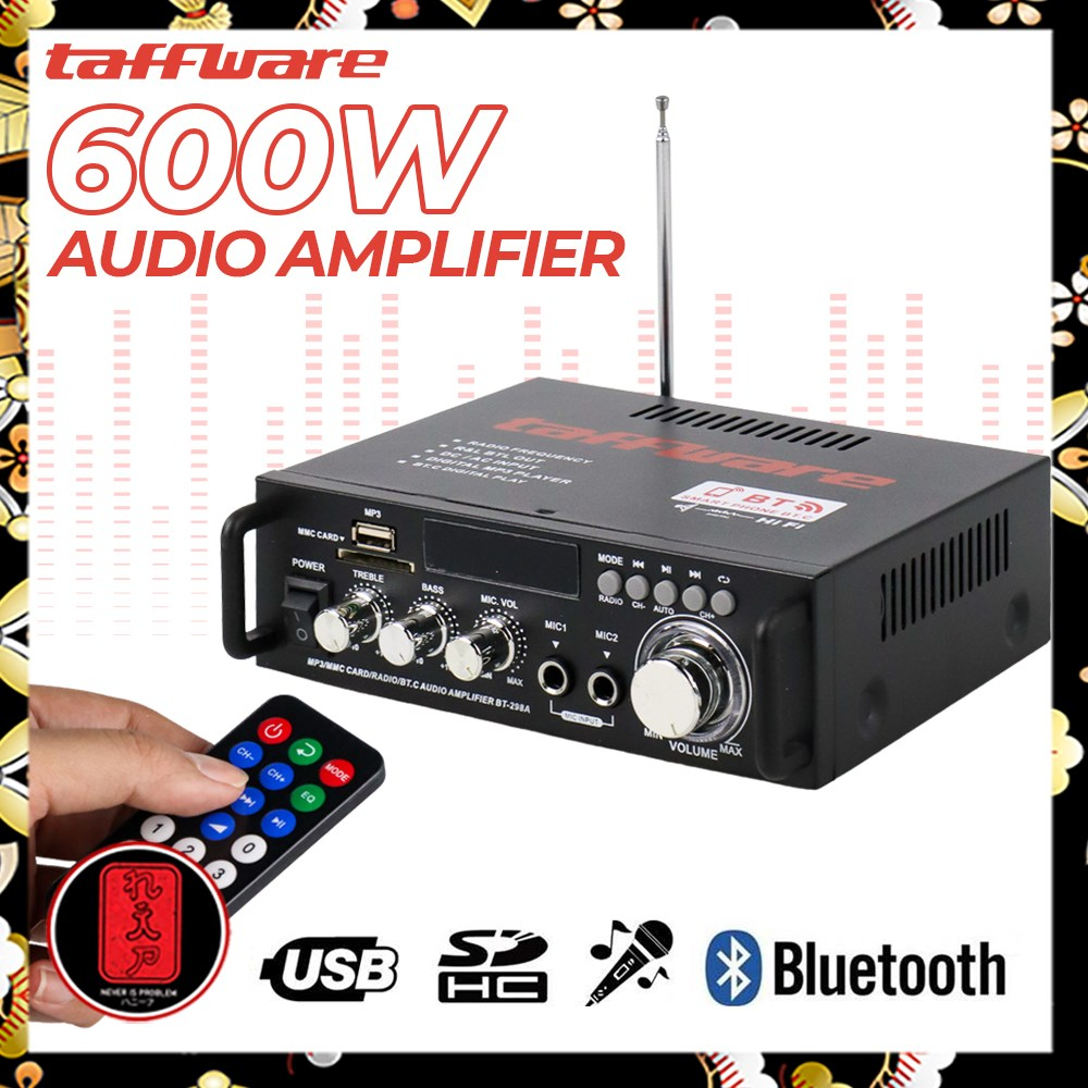 Taffware Bluetooth EQ Audio Amplifier Home Theater FM 600W - BT-298A - Black