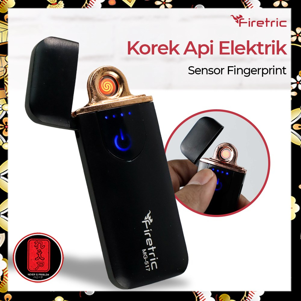 Firetric Korek Api Elektrik Fingerprint Sensor LED - MG-517 - Black