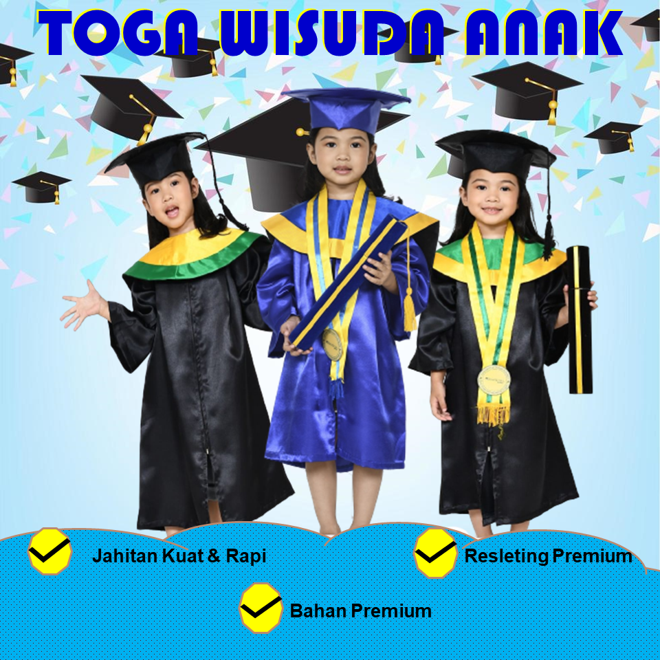 GROSIR TOGA WISUDA ANAK, BAJU WISUDA ANAK, TOGA WISUDA ANAK, ATRIBUT WISUDA ANAK, PERLENGKAPAN WISUD