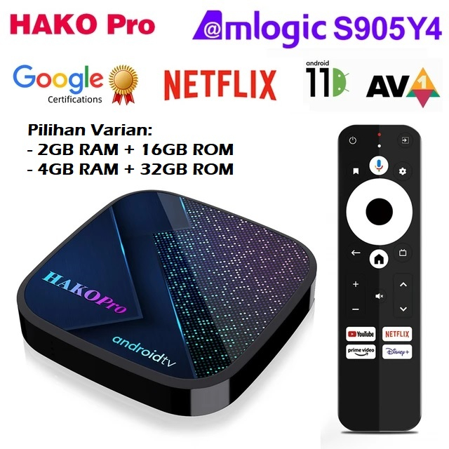 HAKO PRO Android TV Box - 4K UHD Android Box - Google Certified - Netflix 4K Certified